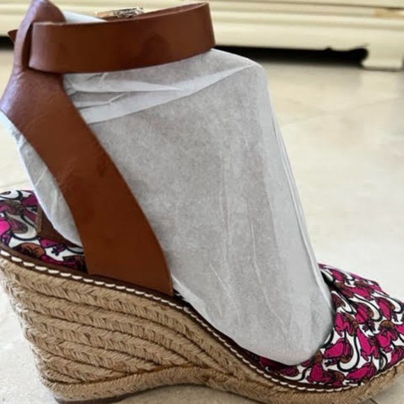 Tory Burch Lily Pad Wedge Espadrilles Sandals - Picture 1 of 8